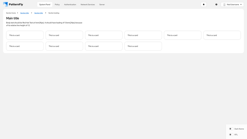 Horizontal nav screenshot
