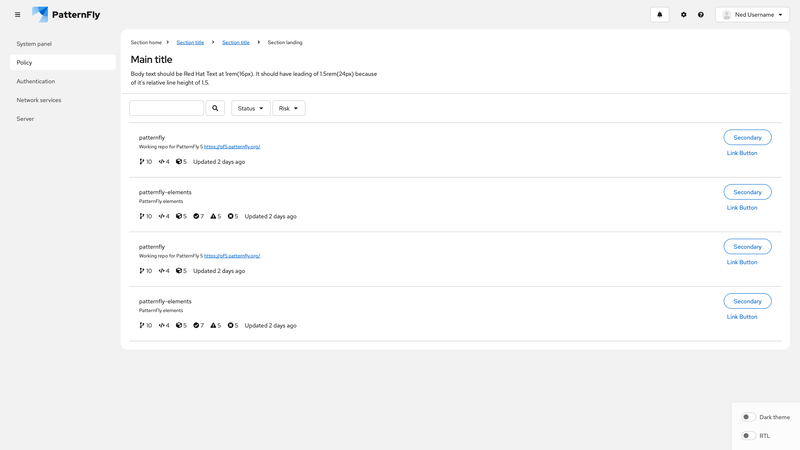 Primary-detail content padding screenshot