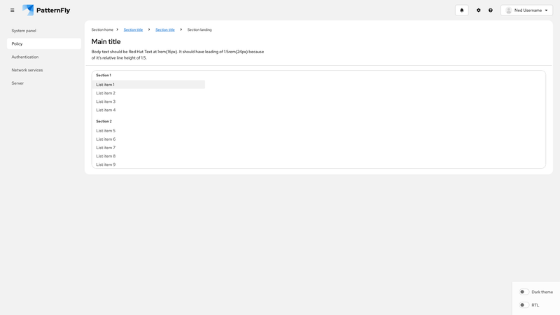 Primary-detail simple list in card screenshot