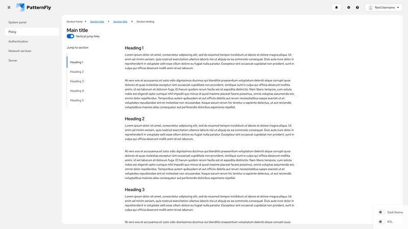 Scrollspy with subsections screenshot