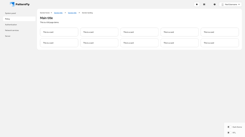 Utilities and user dropdown menu screenshot