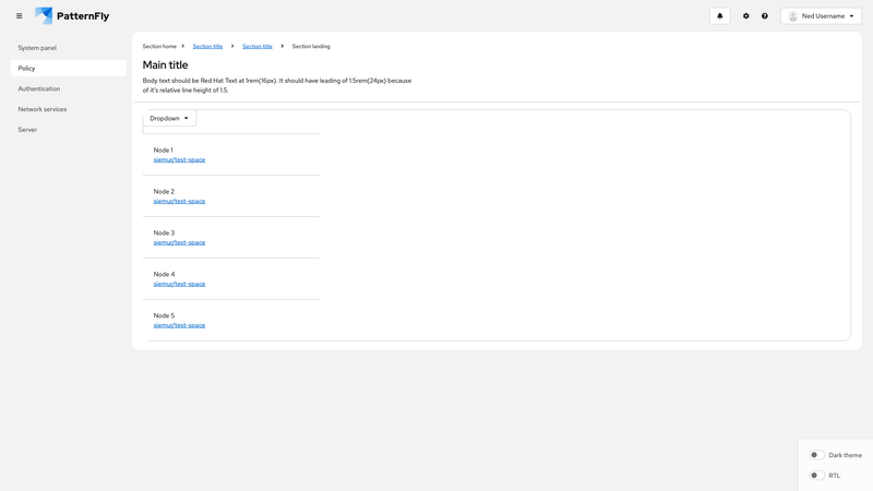 Primary-detail data list in card screenshot