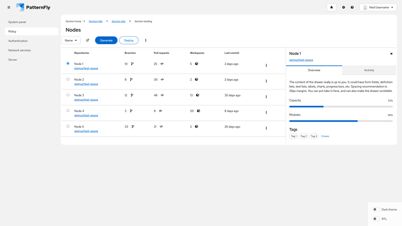 Tables and tabs screenshot