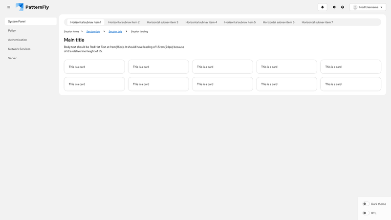 Horizontal subnav screenshot