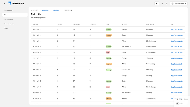 Sticky header screenshot