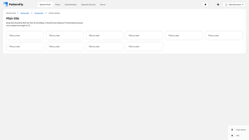 Horizontal nav screenshot