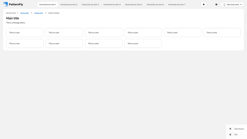 Horizontal nav screenshot